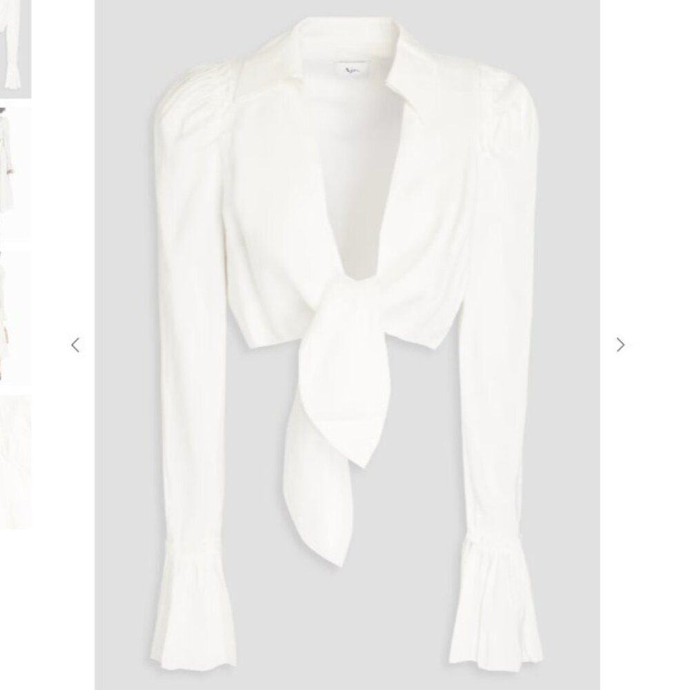 NWT Aje. Nicole cropped linen-blend blouse - Ivory / UK Size 8